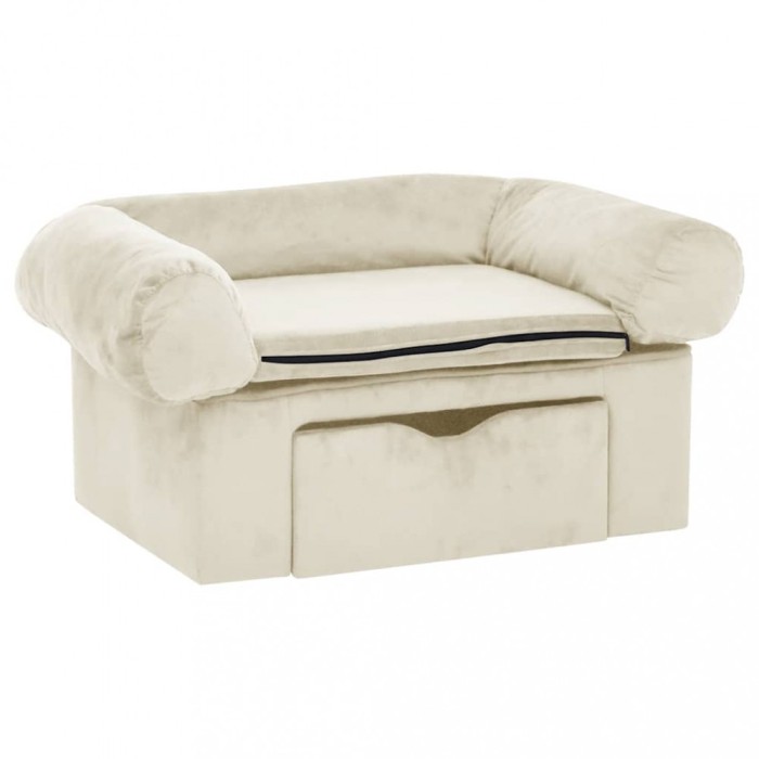 Canapea pentru caini, cu sertar, crem, 75x50x38 cm, plus