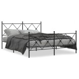 Cumpara ieftin Cadru pat metalic cu tablie de cap/picioare, negru, 150x200 cm