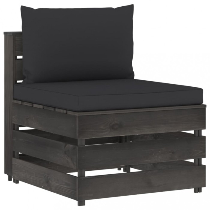 vidaXL Canapea de mijloc modulară cu perne, gri, lemn impregnat 3068127
