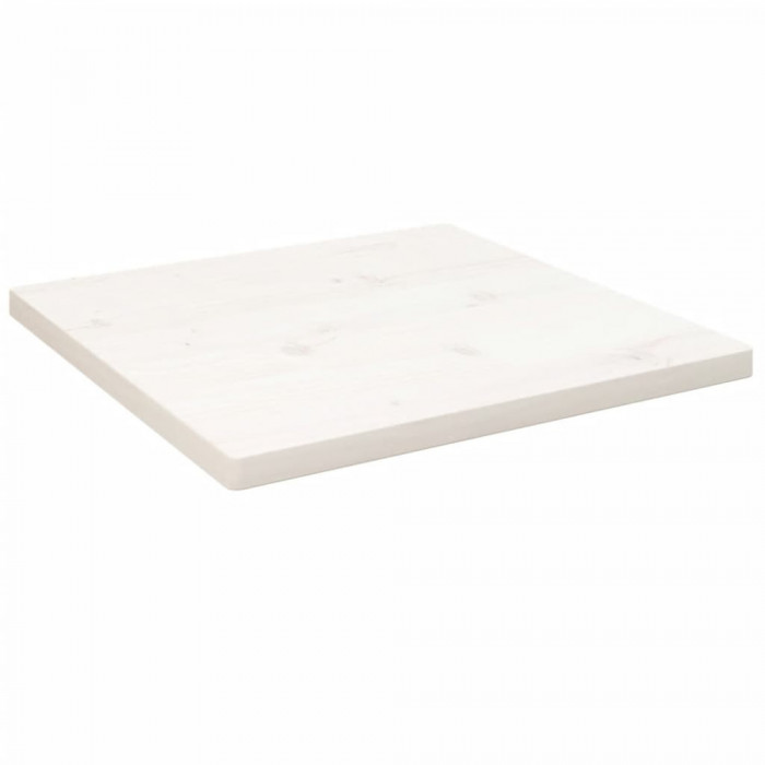 vidaXL Blat de masă, alb, 50x50x2,5 cm, lemn masiv de pin, pătrat