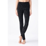 Colanți velvet cu model floral, Adelina - Nero, 164-90 (XS)