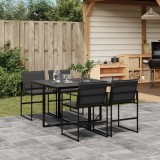 VidaXL Set mobilier de grădină, 5 piese, cu perne, negru, textilenă 3295073