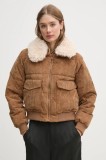 Save The Duck geaca din velur REILY culoarea maro, de iarna, D32011W.VELY19