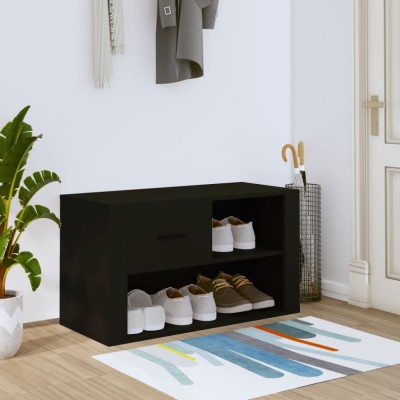 vidaXL Pantofar, negru, 80x35x45 cm, lemn compozit foto