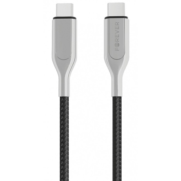Cablu Date si Incarcare USB Type-C la USB Type-C Forever Core UltraFast, PD 60W, 1.5 m, Negru - Argintiu