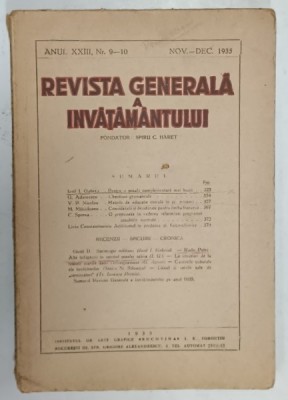 REVISTA GENERALA A INVATAMANTULUI , ANUL XXIII , NR. 9-10 , 1935 foto