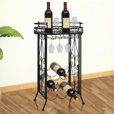 Suport sticle de vin pentru 9 sticle, cu suport pahar, metal, vidaXL