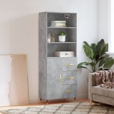 vidaXL Dulap &icirc;nalt, gri beton, 69,5x34x180, lemn compozit