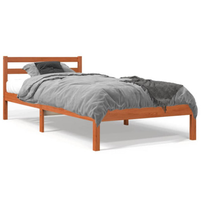 vidaXL Cadru de pat, maro ceruit, 90x200 cm, lemn masiv de pin foto