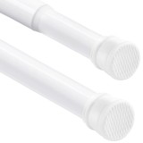 Țeavă de perdele cu tensiune reglabilă 71&ndash;145 cm, telescopice, antiderapante, cu arc de tensiune ridicată &ndash; Alb