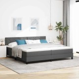 Cumpara ieftin Pat cu arcuri cu saltea Gri &icirc;nchis 200 x 200 cm țesătură