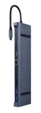 DOCKING Station Gembird universal,10-in-1, conec PC USB Type C, USB-C x 1, USB-A 3.1 x 3, HDMI x 1, VGA x 1, RJ45 x 1, PD 87W, SD, microSD, Audio, arg