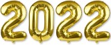 Set de 4 baloane MIAHART, cifra 2022, folie, auriu, 102 cm