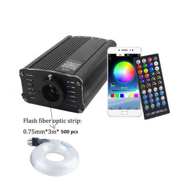 Kit plafon cer instelat Xentech Light 500 buc fibra optica RGB 0.75 mm x 3 m foto