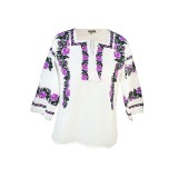 Bluza dama casual R 124, marime S, alb/mov