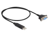 Convertor USB la RS232 D-Sub 9 pini Delock 66453, cablu 0,5m negru