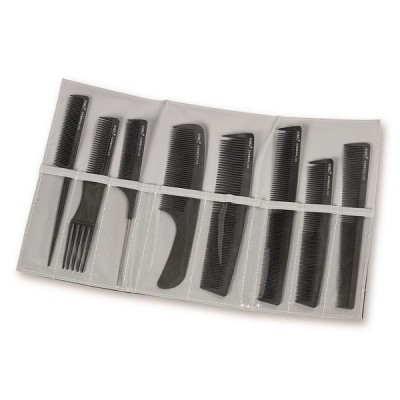 Set 8 piepteni din carbon pentru frizerie/barber/salon/coafor - Sinelco foto