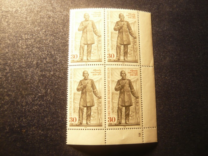 Bloc 4 val. RFG Berlin 1978 Statuie om de stiinta Albrecht von Graefe