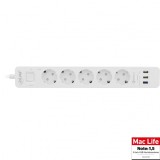 Prelungitor cu 5 x Schuko + 3 x USB-A Quick Charge 1.5m Alb, InLine IL16491T