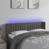vidaXL Tăblie de pat cu LED, gri &icirc;nchis, 147x16x78/88 cm, catifea
