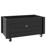 Outsunny Jardinieră de Grădină din Lemn de Brad cu Roti și Orificiu de Drenaj, Captuseală din Material Netesut, 89x48x47 cm | Aosom Romania