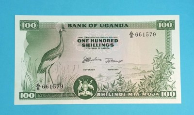 Bancnotă Uganda (pick 5) 100 Shillings 1966 UNC serie: A/8 661579 foto