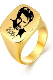 Inel de semnătură AFSTALR Johnny Hallyday pentru bărbați, din oțel inoxidabil, cu semnătura Johnny The Boss Rock Gold-jh1