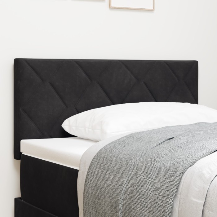 vidaXL Tăblie LED Negru 100 cm Material textil, lemn