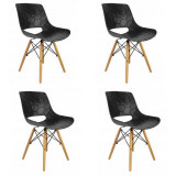 Set 4 scaune stil scandinav, PP, lemn, max 100 kg, negru, 45x55x78 cm, Lars GartenVIP DiyLine, Jumi