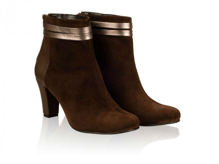 Botine piele naturala Georgia Chocolate - sau Orice Culoare