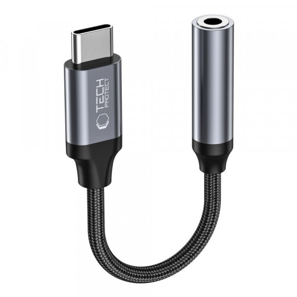 Adaptor Audio USB-C - 3.5mm Tech-Protect Ultraboost, Negru