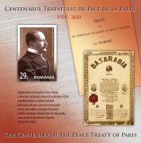 Romania 2020 - Cent.Tratat. de Pace la Paris, colita ndt neuzata