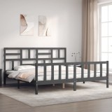 Cumpara ieftin Cadru pat cu tăblie 200x200 cm, gri, lemn masiv
