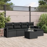 Cumpara ieftin Gossi set mobilier de gradina cu perne, 6 piese, negru, poliratan