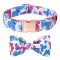 Set 2 piese, guler si papion pentru caini Aring Pet, marime XS, lungime reglabila intre 20.3 si 30.5 cm, latime 1.5 cm, model fluturi, bumbac, metal