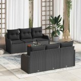 VidaXL Set de canapea de grădină 7 pcs Negru mare Ratan