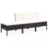 vidaXL Set mobilier de grădină cu perne, 3 piese, negru, poliratan