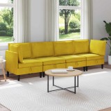 vidaXL Set de mobilier pentru living cu pernă 4 pcs Galben Catifea 3413759