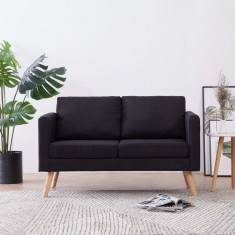 Canapea cu 2 locuri, negru, material textil foto