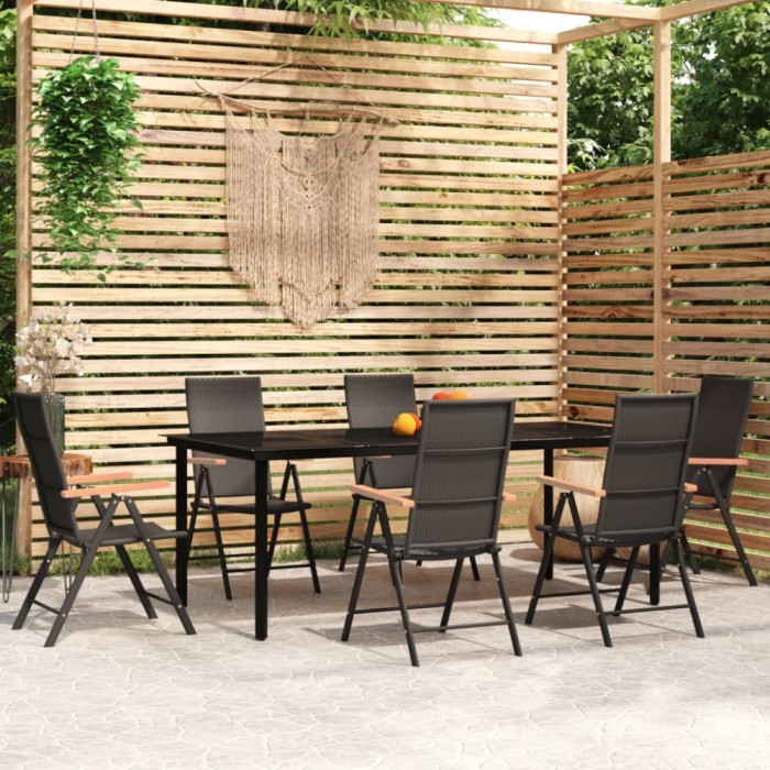 vidaXL Set de mobilier pentru grădină, 7 piese, negru 3099117