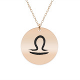 Amelie - Colier personalizat cu semn zodiacal din argint 925 placat cu aur roz, Bijubox