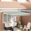 Copertină Dungi Verde și alb 3 x 2,5 m Poliester și metal