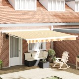 vidaXL Marchiză manuală retractabilă galbenă și albă 400x300 cm