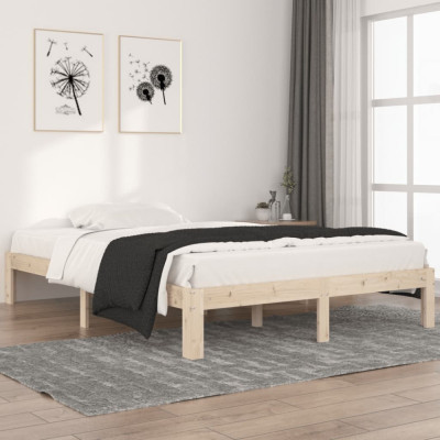vidaXL Cadru de pat, 140x200 cm, lemn masiv de pin foto