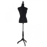 Bust Croitorie Dama Negru vidaXL, Reglabil 133-168cm, Umeri 37cm, Ideal Design Vestimentar, Catifea