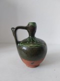 Ulcior mic ceramică tradițională romaneasca &ndash; glazură verde rustică, lucrat manual, 15 cm
