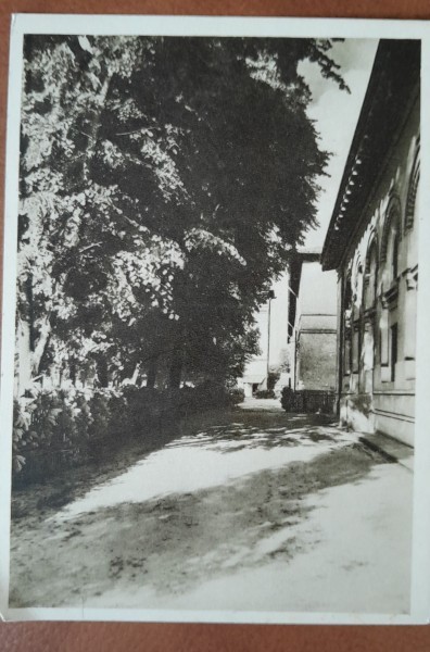 Carte postala, Bucuresti Scoala Centrala de Fete, fatada dinspre gradina, perioada interbelica
