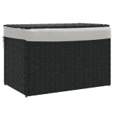 Cos de rufe cu capac, negru, 55,5x35x34 cm, poliratan