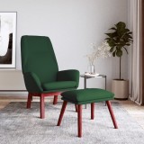 VidaXL Scaun de relaxare cu taburet, verde &icirc;nchis, textil