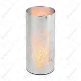 Lampa cilindrica din sticla cu lumini led 7&times;10 CM, Copac, argintiu